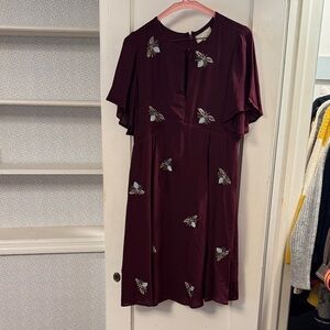 Moulinette Soeurs Deep Red Dress with Butterfly Accents